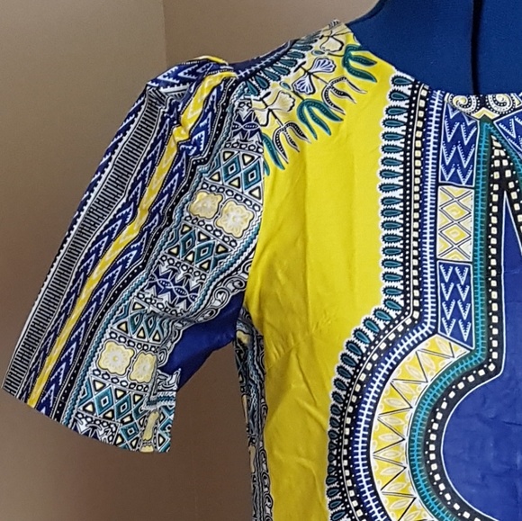 Royal Yellow Dashiki Dress - Picture 6 of 7